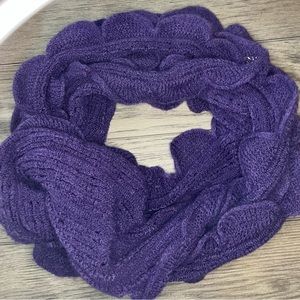 Purple ruffled infinity scarf